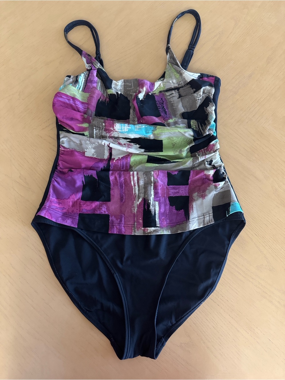 Fantasizer Abstract Print Slimming Ruched One Piece Swimsuit Underwire Bra